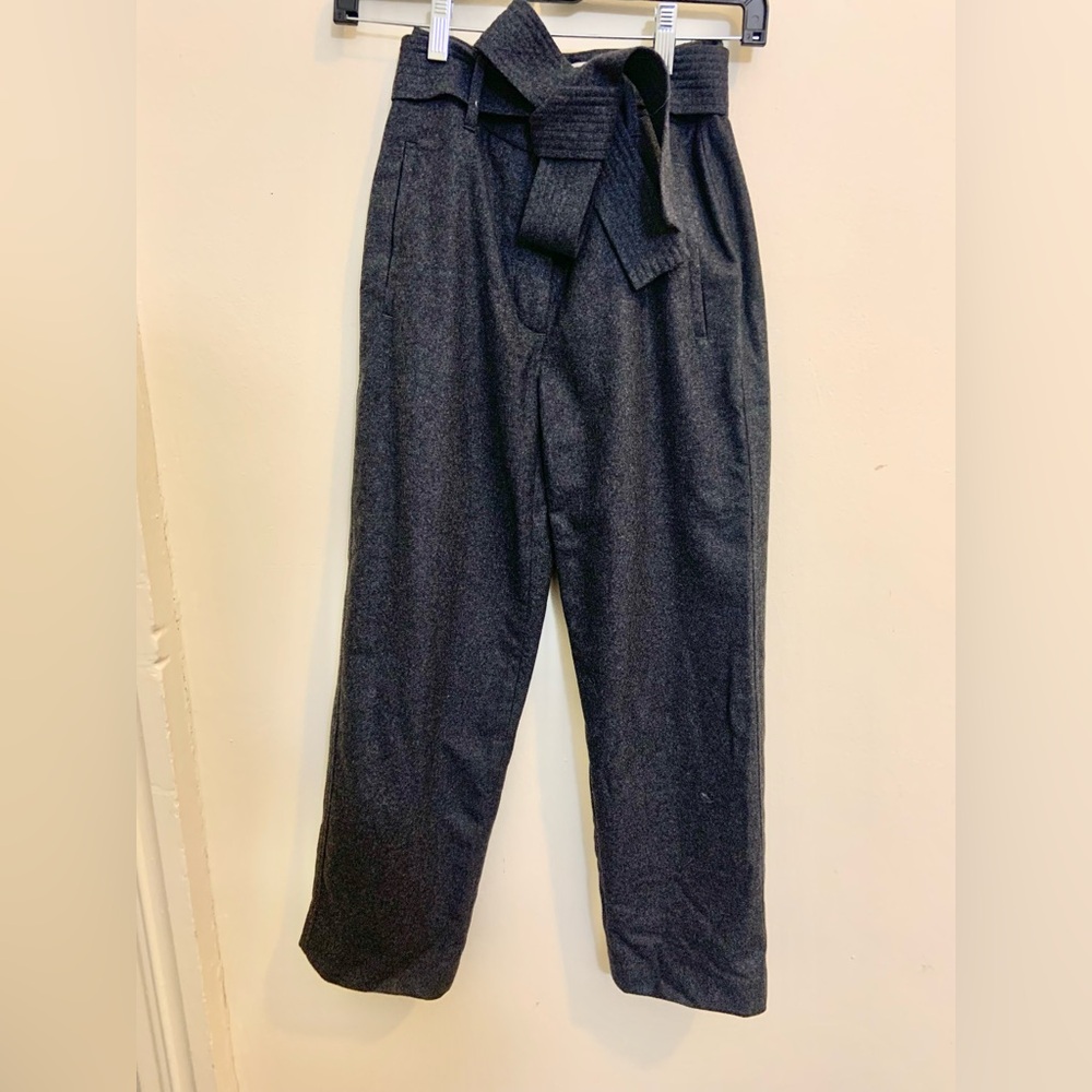 Aritzia Wilfred tie waist Jallade crop pants in wool-cashmere, charcoal gray 00